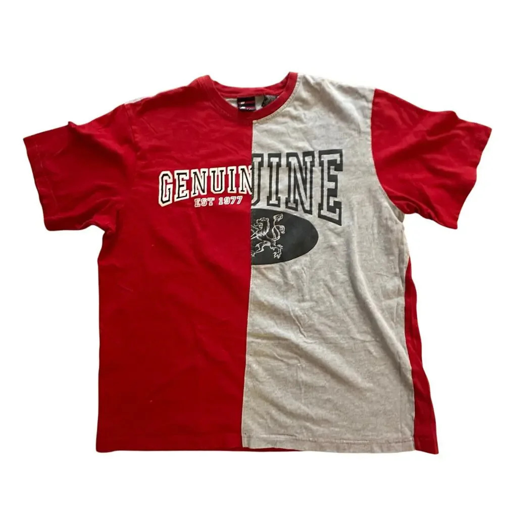 VINTAGE x BUGLE BOY mens womens red and grey tee l SZ L l Urbanwear Streetwear